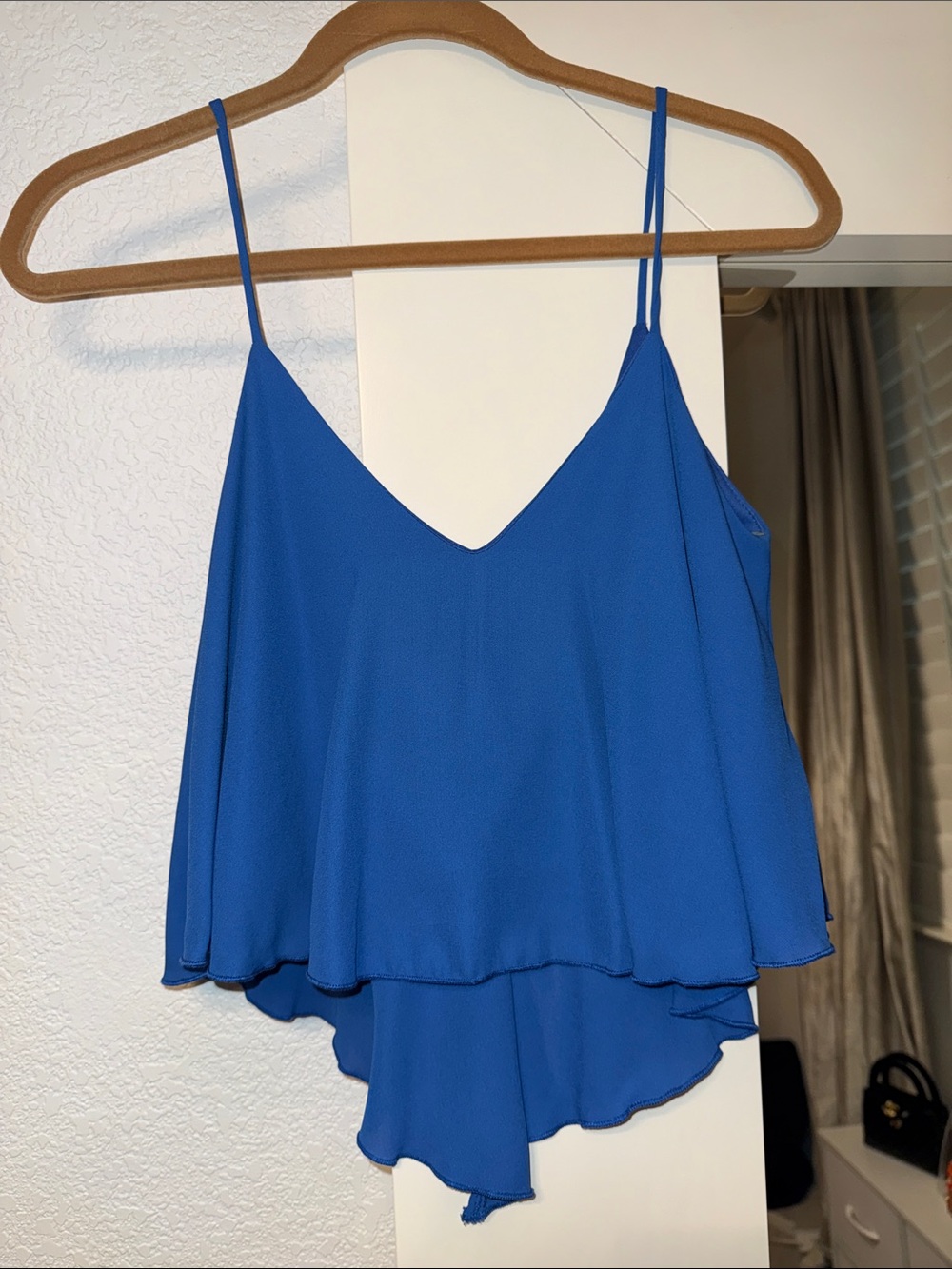 Royal Blue Double-Layer V-Neck Spaghetti Strap Camisole